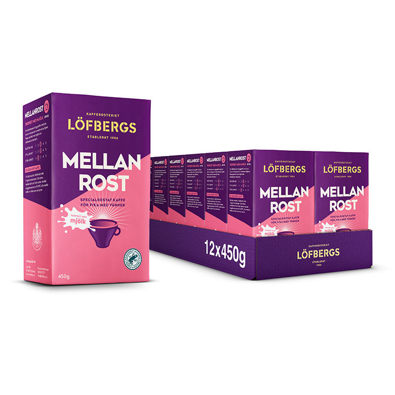 12 st Bryggkaffe Mellanrost perfekt med mjölk 450g