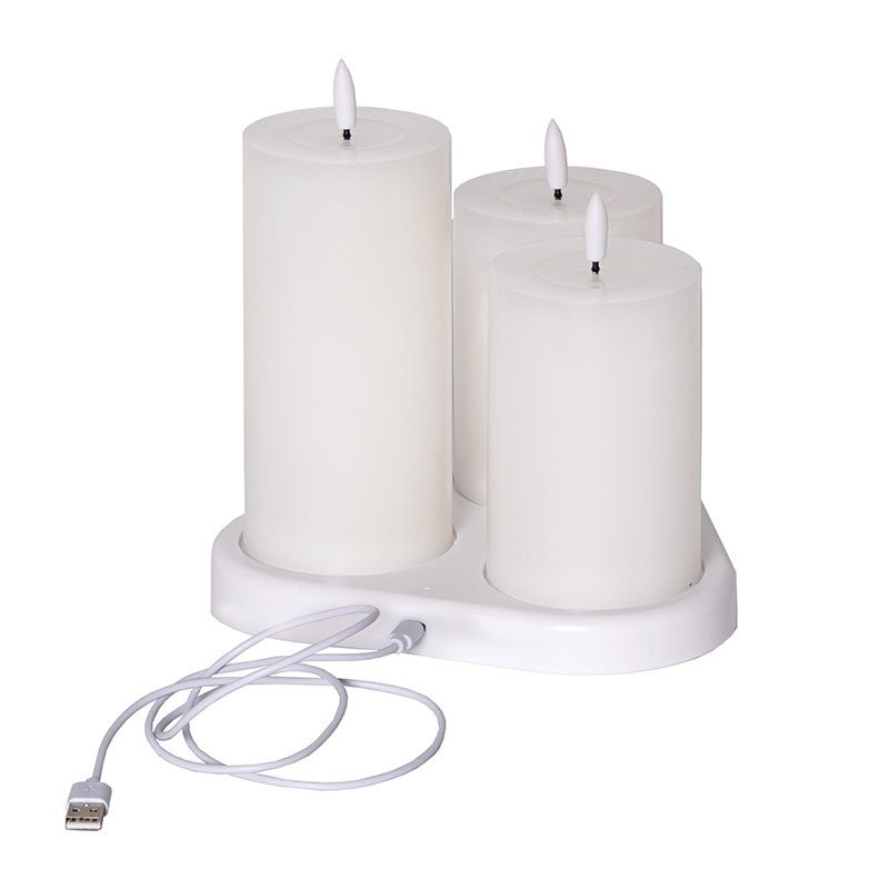 LED Flamme Charge 3-pack Blockljus