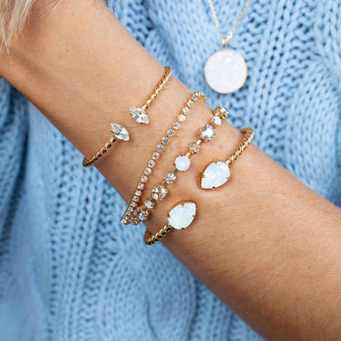 Armband Petite Navette Gold Crystal