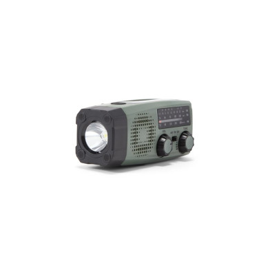 Nödradio AM/FM/SW med dynamo, LED-lampa, siren, solar & USB